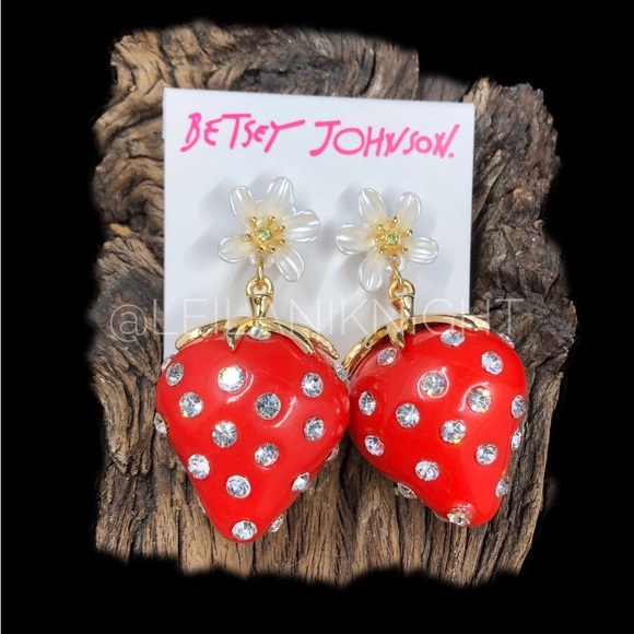 Betsey Johnson Berrylicious Strawberry Drop Earrings - Picture 7 of 16